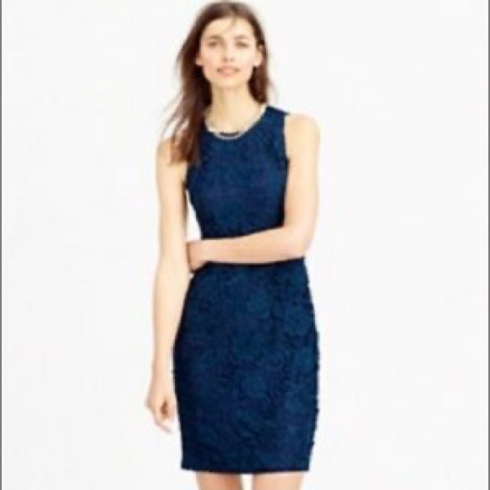 J. Crew Floral Lace Dress in Navy